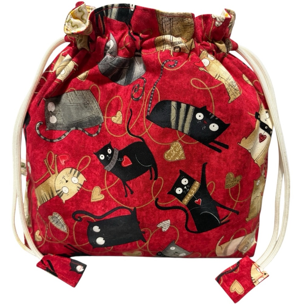 Drawstring Project Bag, Knitting Bag, Crochet Bag, Craft bag, canvas bag